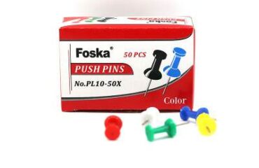 BOITE DE 50 EPINGLES TABLEAU LIEGE FOSKA COULEUR POUR TABLEAU D'AFFICHAGE