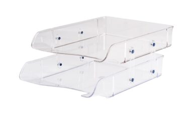 CORBEILLE À COURRIER ARK EN PLASTIQUE TRANSPARENT 2 NIVEAUX