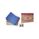 LOT DE 4 POCHETTES DE 10PAPIER A DESSIN CANSON COULEUR