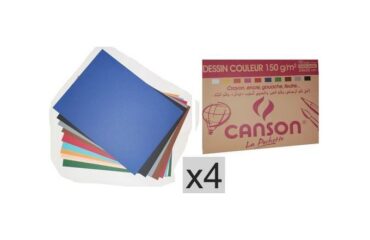 LOT DE 4 POCHETTES DE 10PAPIER A DESSIN CANSON COULEUR